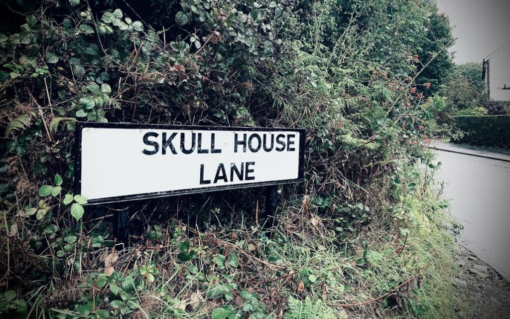 Skull House Lane Road Sign, Appley Bridge, Wigan
